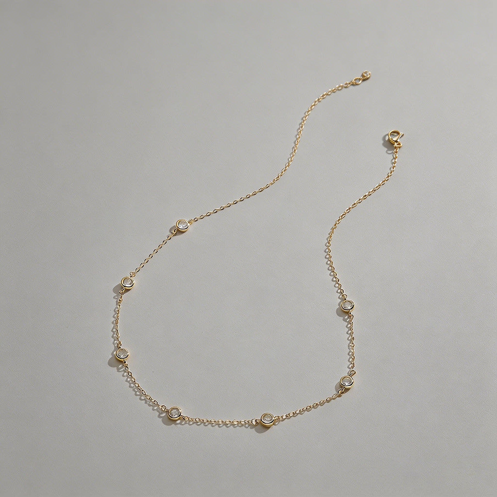Bubble CZ Station Necklace - Shopdayla Wholesale - #9106