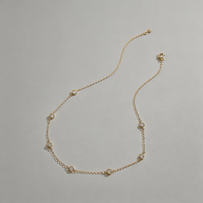 Bubble CZ Station Necklace - Shopdayla Wholesale - #9106