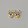 Bow & Open Heart Drop Earrings - Shopdayla Wholesale - #8178