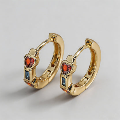 Gemstone Inlay Huggie Hoop Ear - Shopdayla Wholesale - #9346