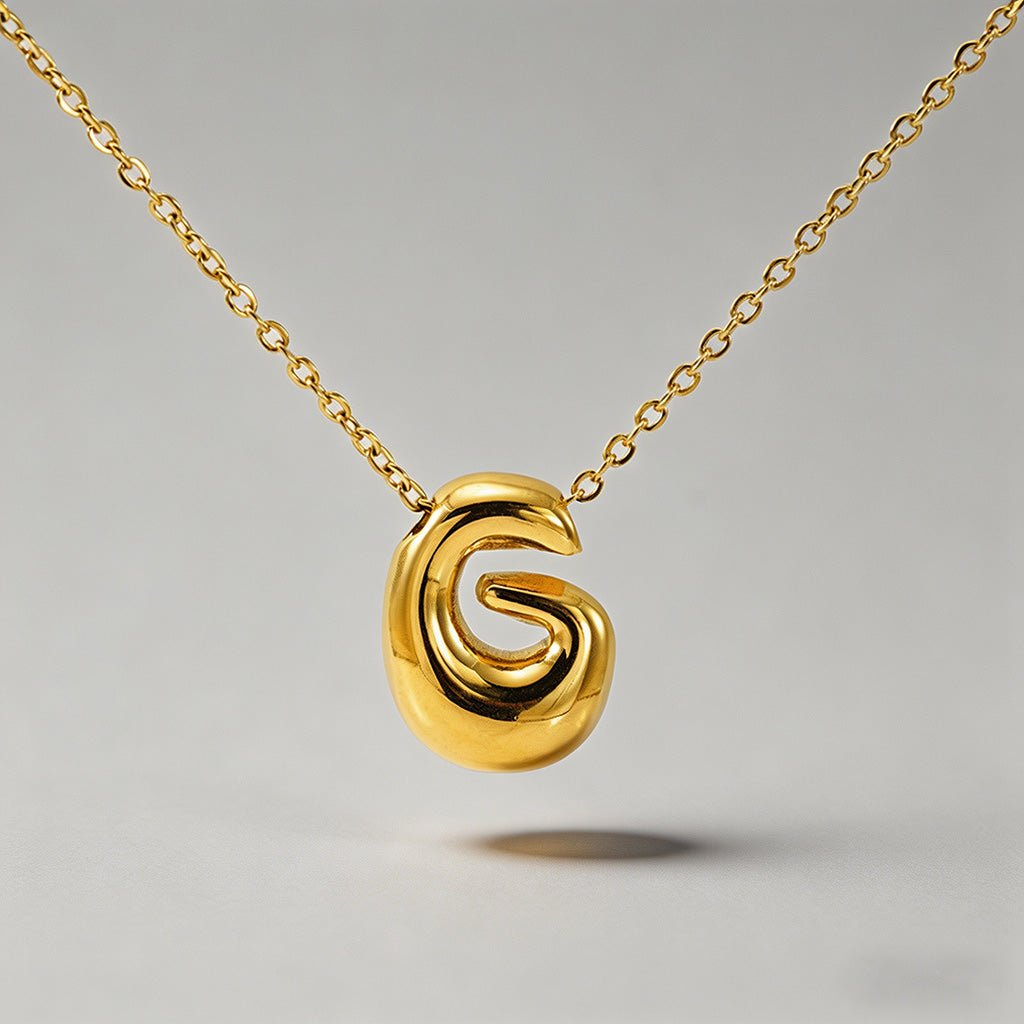 3D Bubble Letter Initial Neckl - Shopdayla Wholesale - #4434