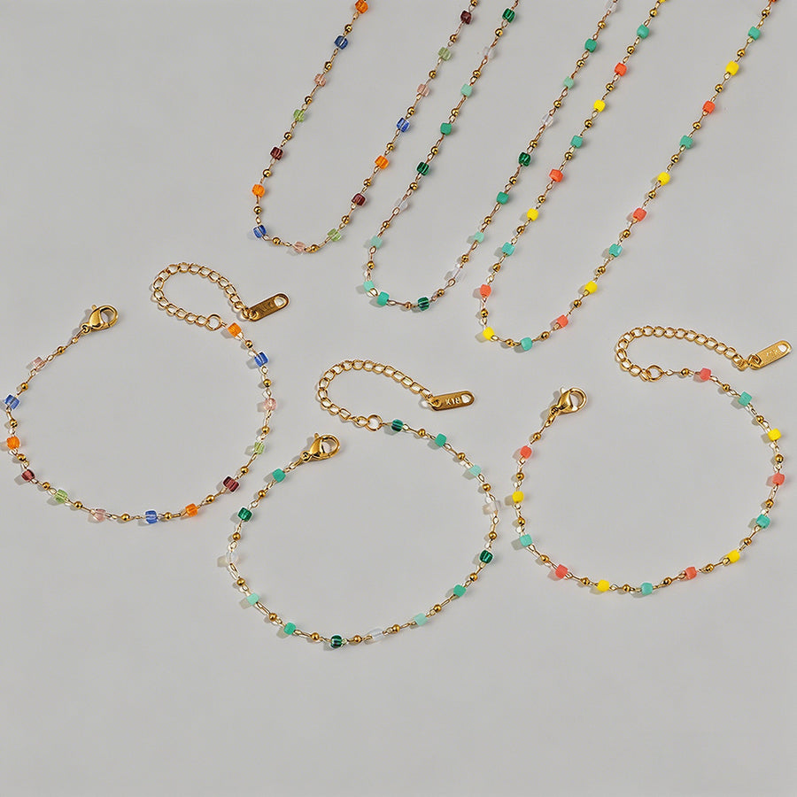 Vibrant Multicolor Cube Beaded - Shopdayla Wholesale - #4066