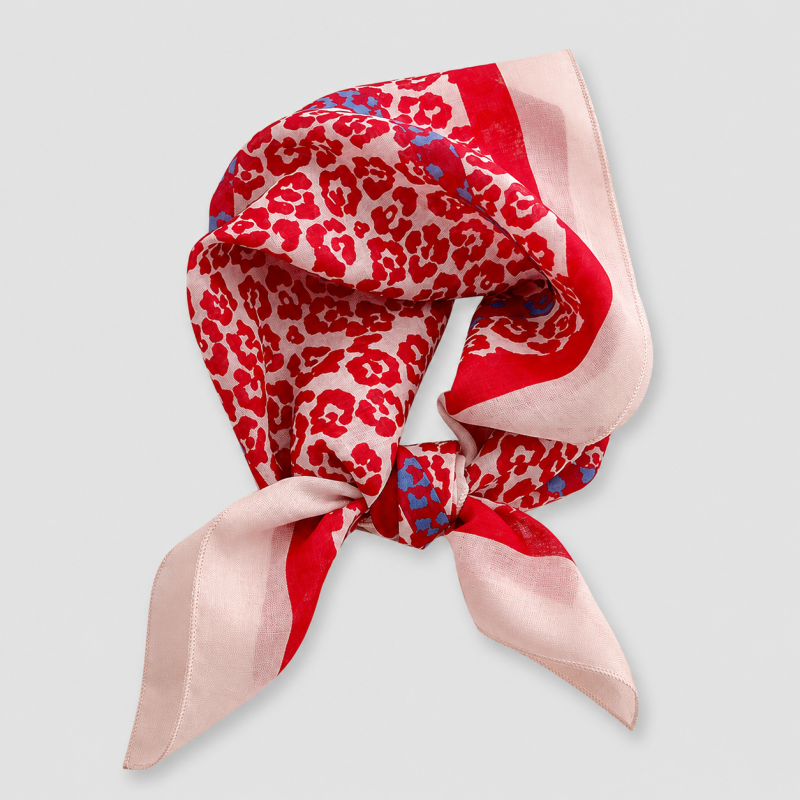 Red Tone Floral Square Scarf - Shopdayla Wholesale - #4258