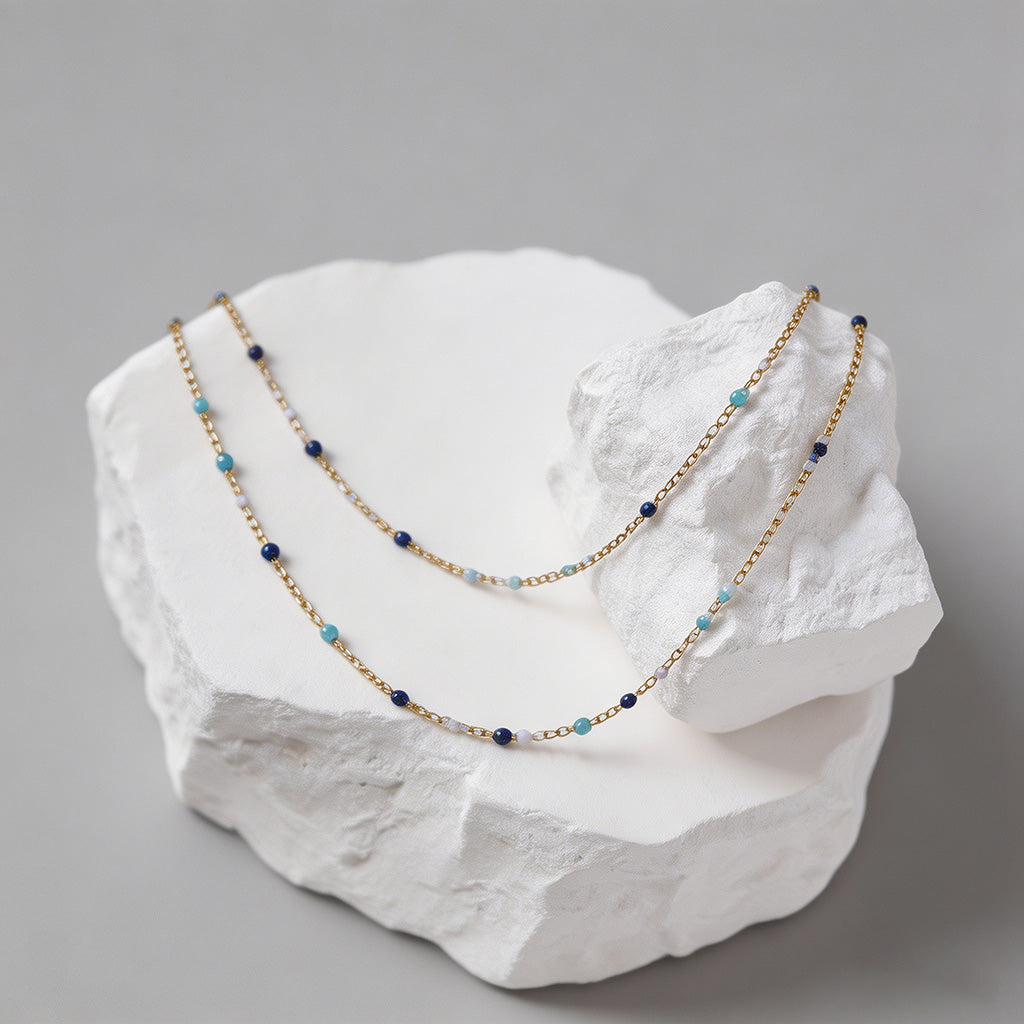 Beaded Gold Chain Choker Necklace