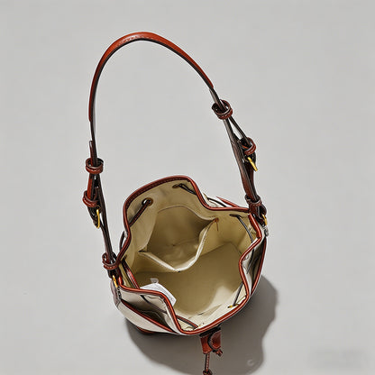 Canvas & Leather Drawstring Bu - Shopdayla Wholesale - #5026