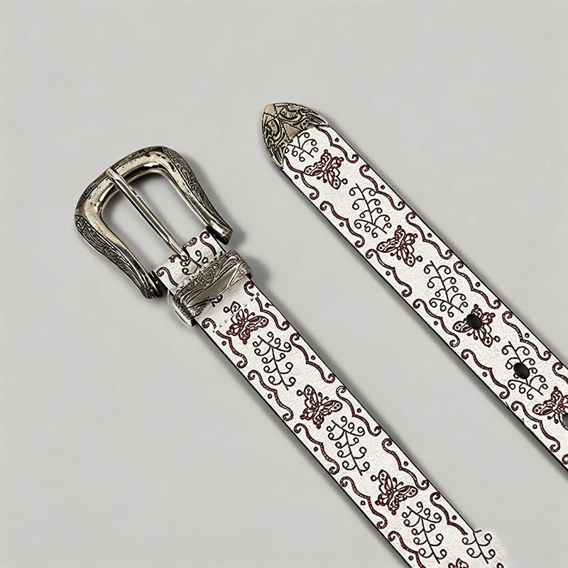 Retro Butterfly Print PU Belt - Shopdayla Wholesale - #5298