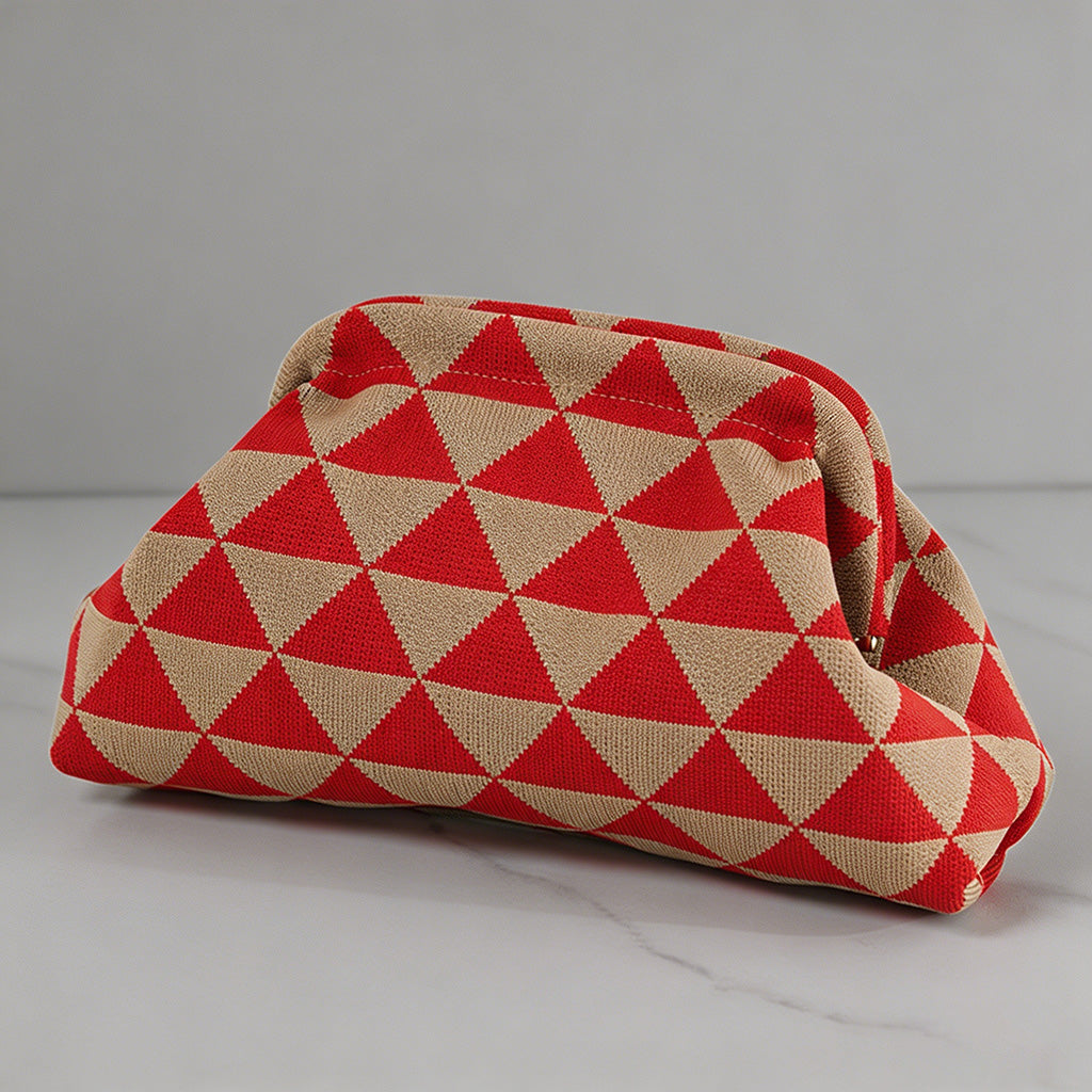 Block Striped Knit Cloud Bag - Shopdayla Wholesale - #9010