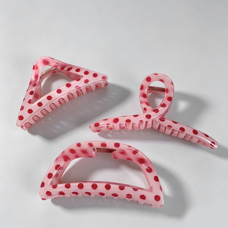 Sweet Pink Girl's Polka Dots Print Hair Claw