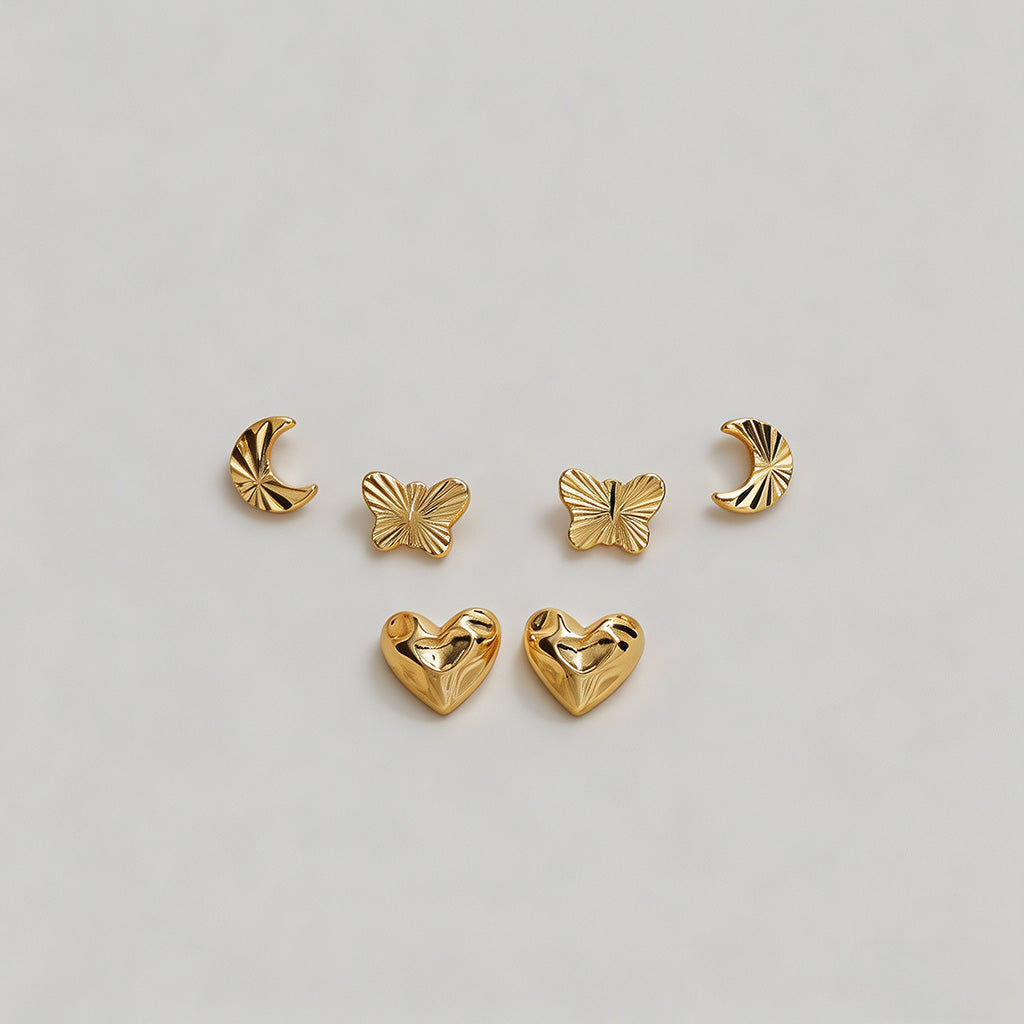 Gold Stud Earring Set - Shopdayla Wholesale - #1298
