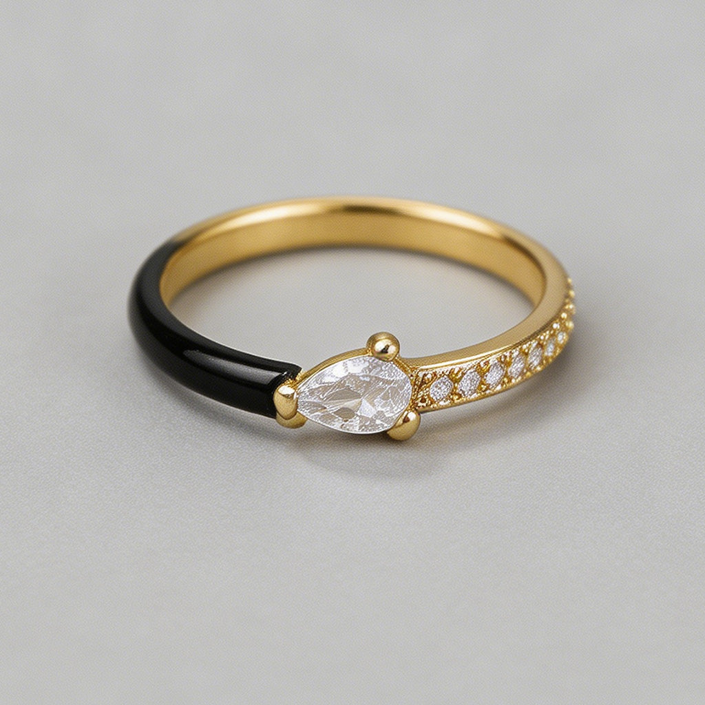 Colorful Enamel Pear CZ Open R - Shopdayla Wholesale - #3122