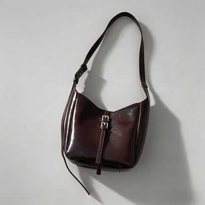 Patent Leather Buckle Hobo Sho - Shopdayla Wholesale - #7938