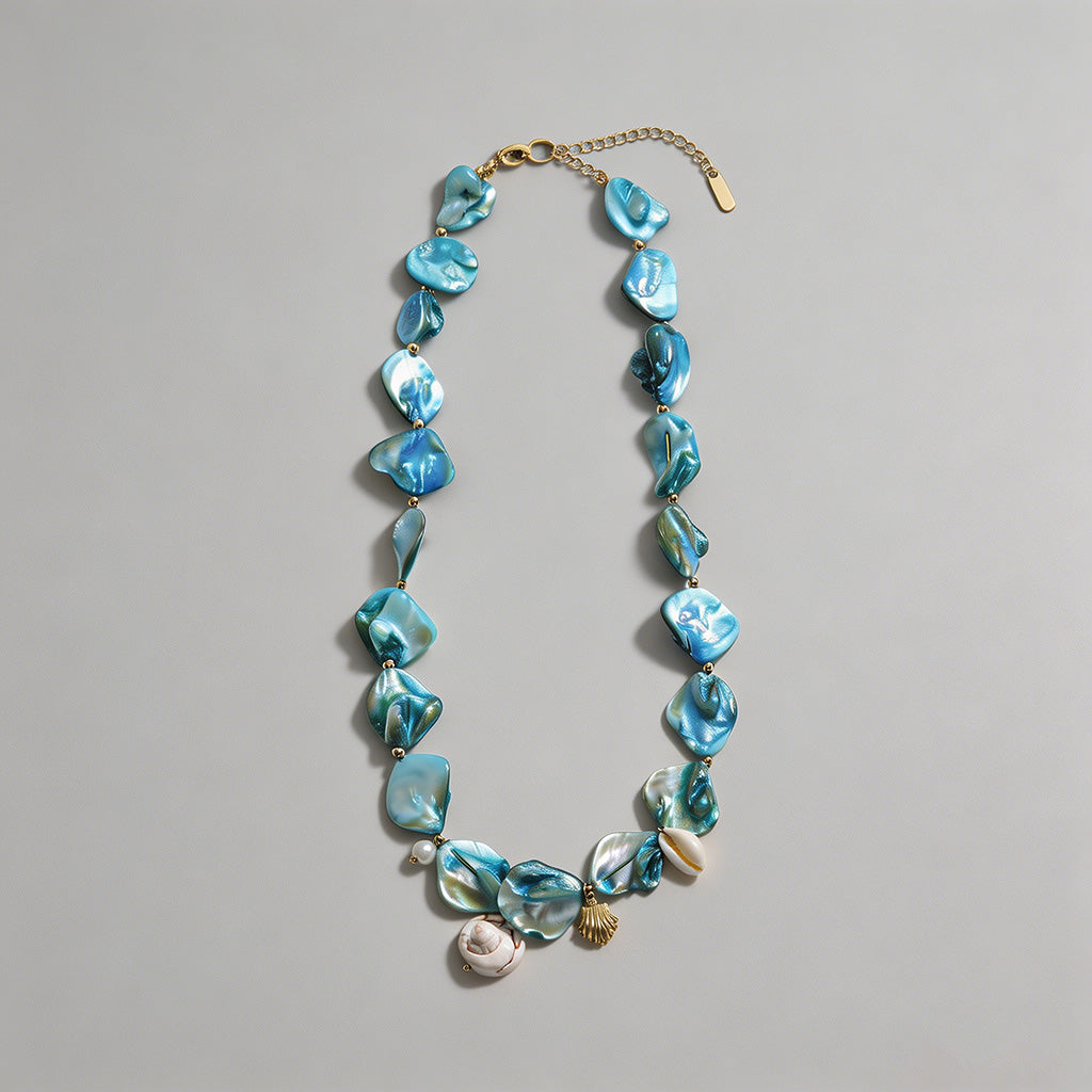 Blue Seashell & Pearl Jewelry Set