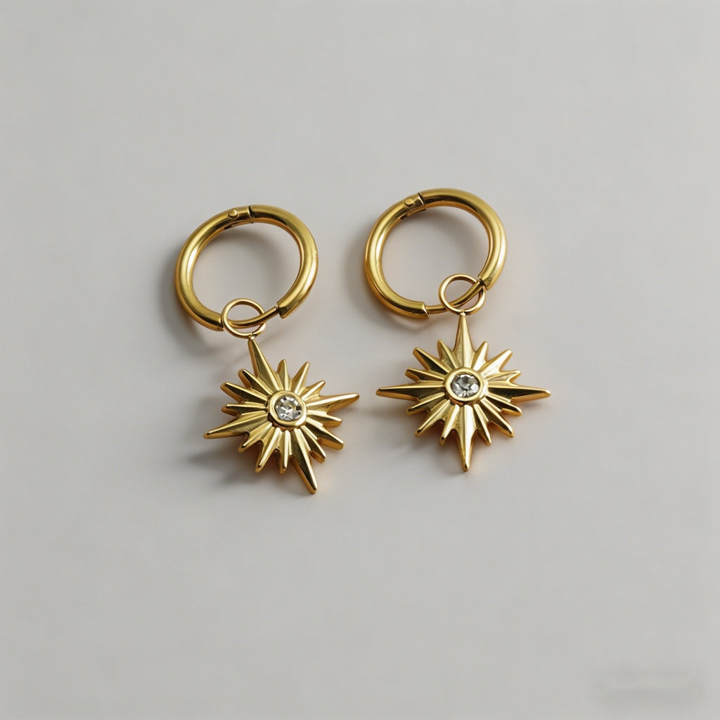 Starburst Zircon 18K Gold Stai - Shopdayla Wholesale - #3650