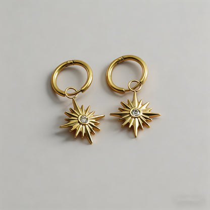 Starburst Zircon 18K Gold Stai - Shopdayla Wholesale - #3650