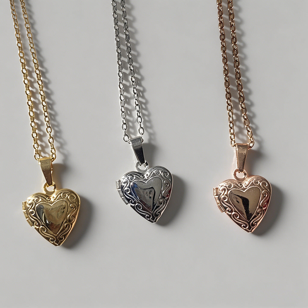 Engraved Heart Locket Necklace - Shopdayla Wholesale - #2546