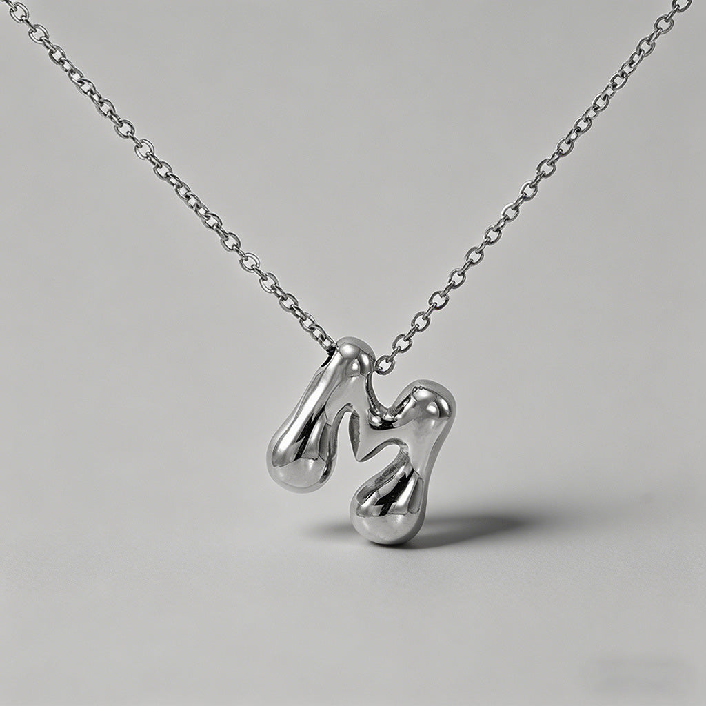 3D Bubble Letter Initial Neckl - Shopdayla Wholesale - #5858