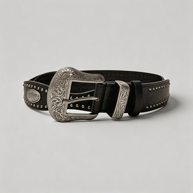 Vintage Engraved Buckle PU Bel - Shopdayla Wholesale - #9122