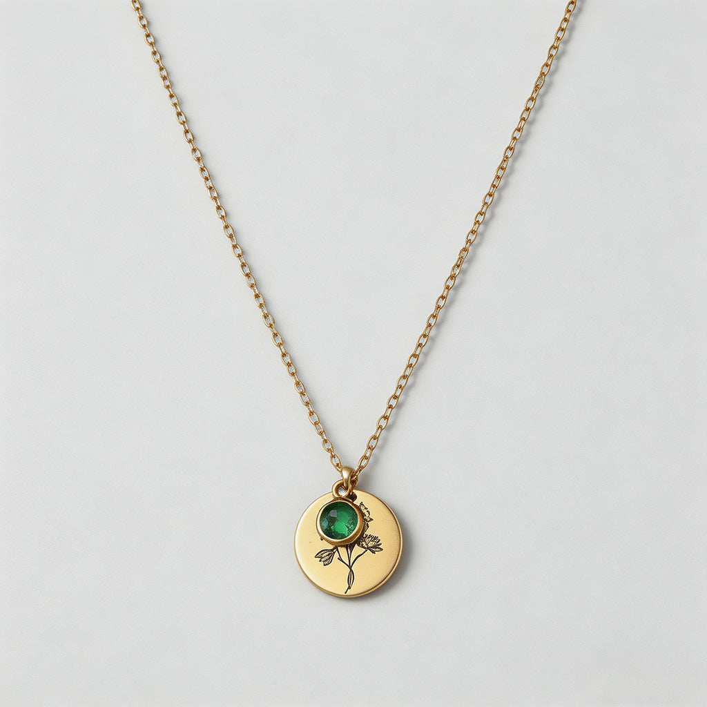 Birth Month Flower & Birthstone Necklace