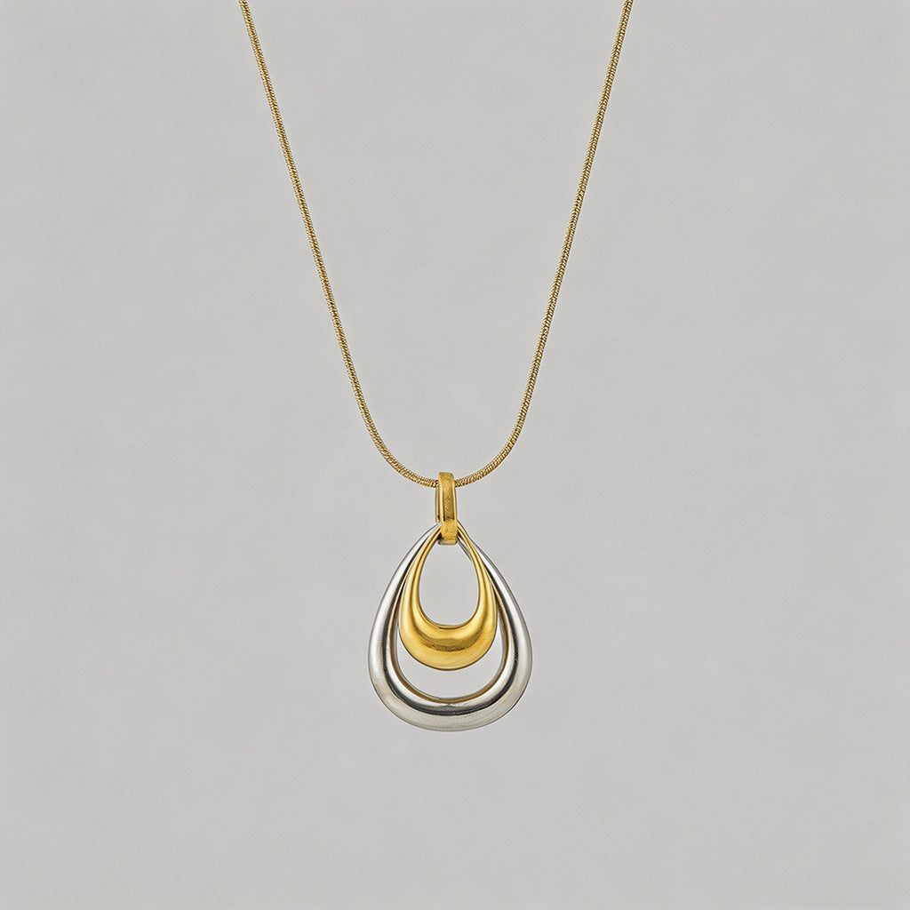 Two-Tone Teardrop Jewelry Set - Shopdayla Wholesale - #9698