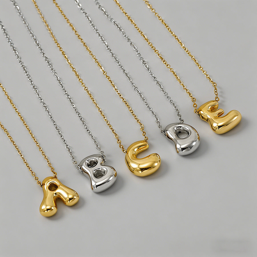 3D Bubble Letter Initial Neckl - Shopdayla Wholesale - #4338