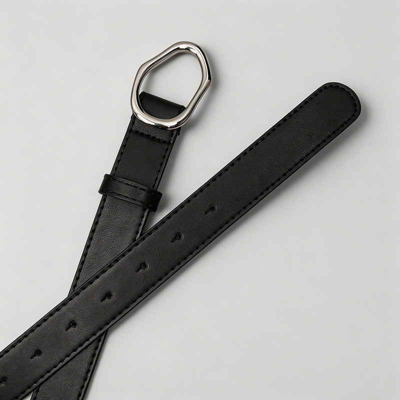 Irregular Metal Buckle PU Belt - Shopdayla Wholesale - #6690