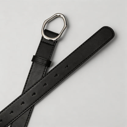 Irregular Metal Buckle PU Belt - Shopdayla Wholesale - #6690