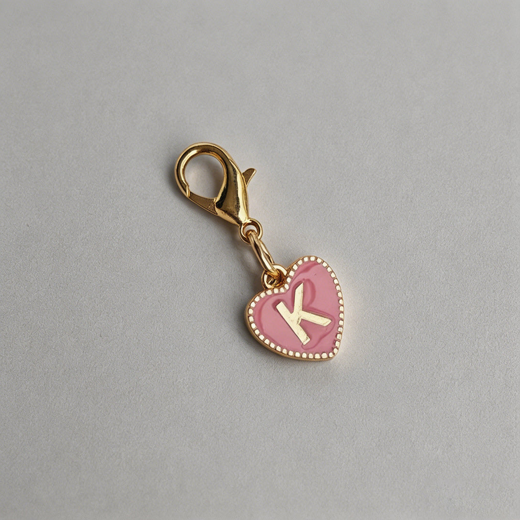 Heart Initial Keychain Charm - Shopdayla Wholesale - #8114
