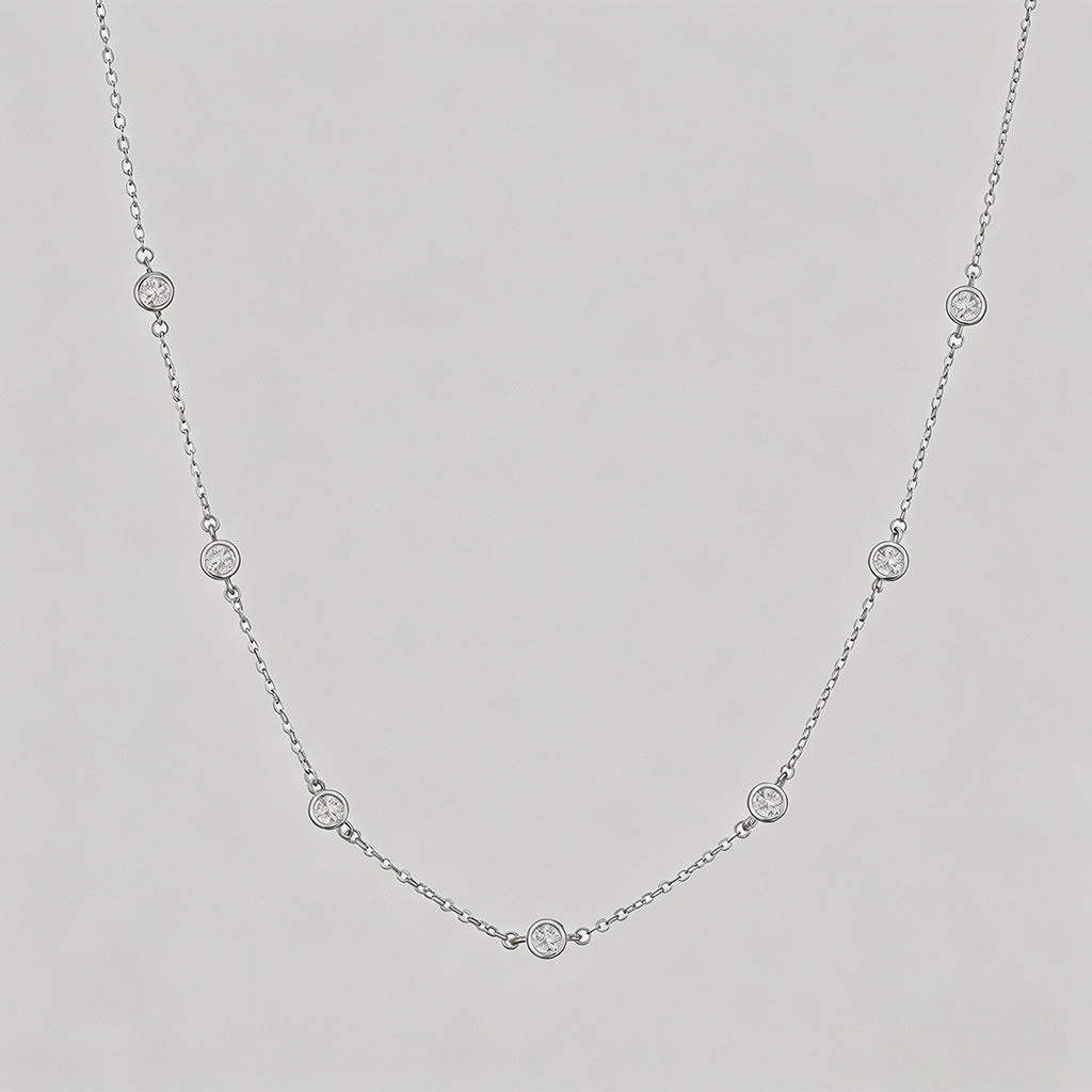 Bubble CZ Station Necklace - Shopdayla Wholesale - #7410