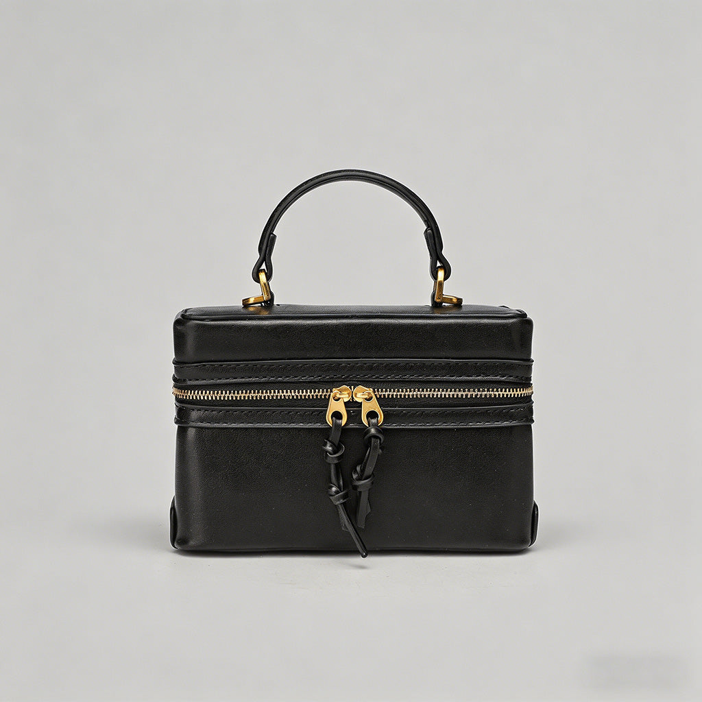 Canvas & Leather Boxy Crossbody Bag