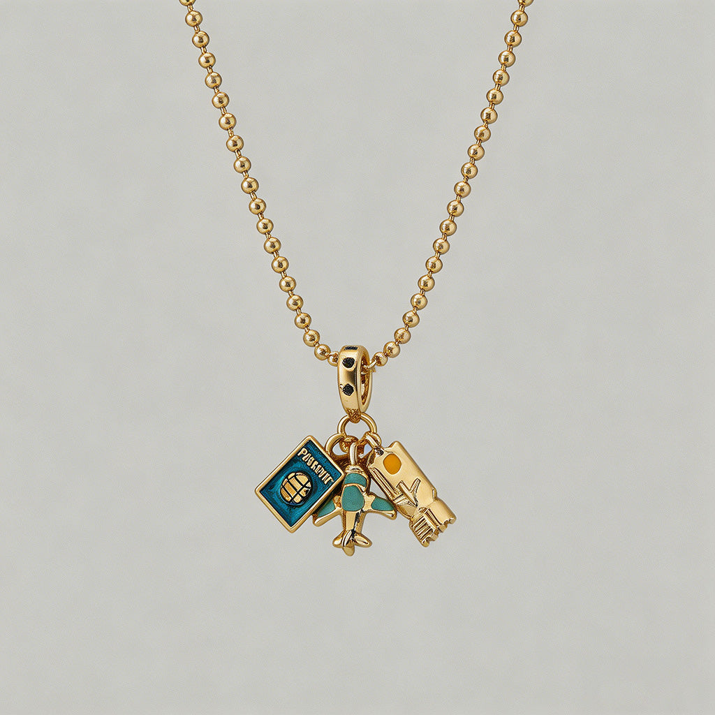 Whimsical Travel Charm Pendant Necklace