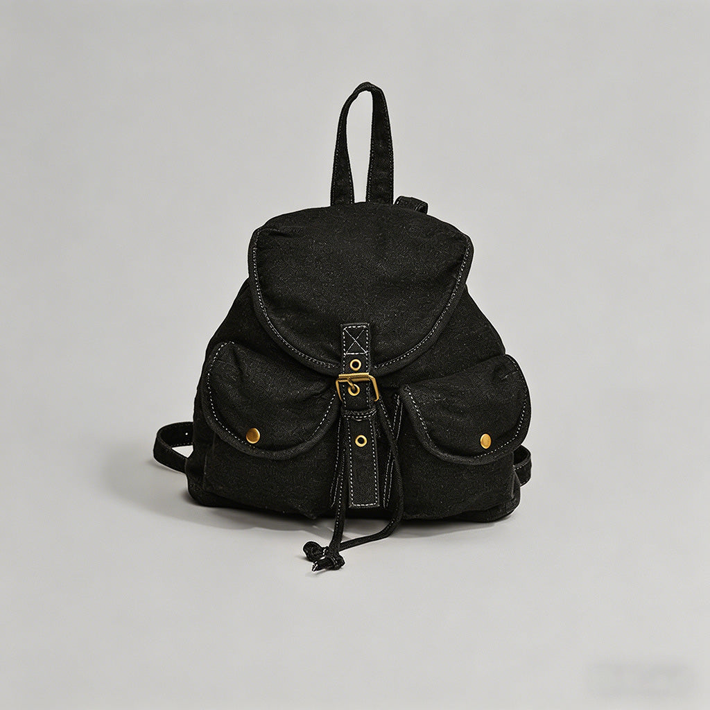 Washed Denim Drawstring Backpa - Shopdayla Wholesale - #2610