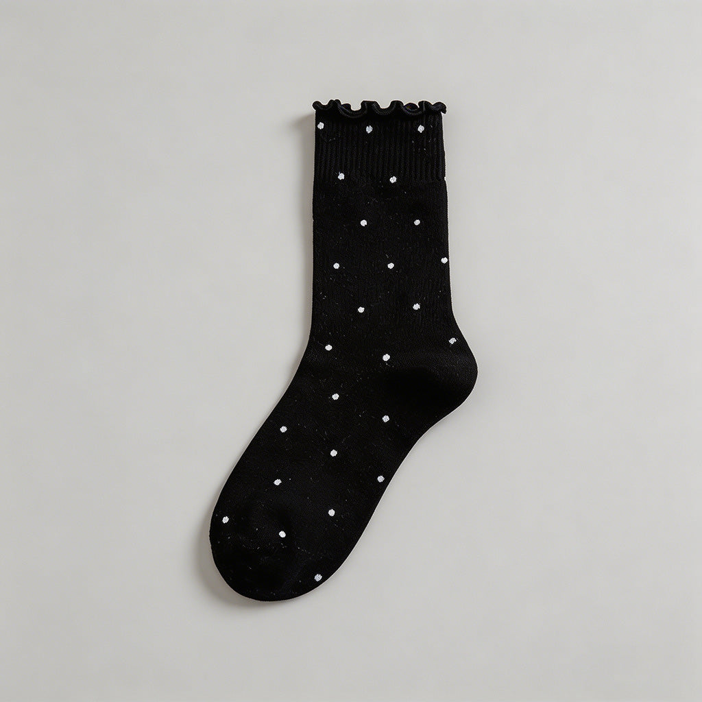 Cute Ruffle Edge Polka Dot Soc - Shopdayla Wholesale - #8946