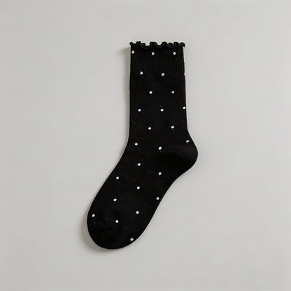 Cute Ruffle Edge Polka Dot Soc - Shopdayla Wholesale - #8946