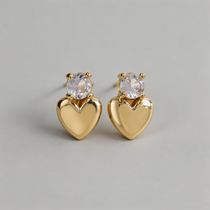 Gold Heart Stud Earrings - Shopdayla Wholesale - #4418