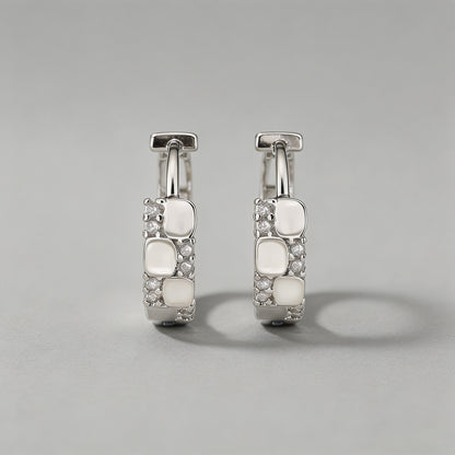 Checkerboard CZ Huggie Hoop Ea - Shopdayla Wholesale - #5362