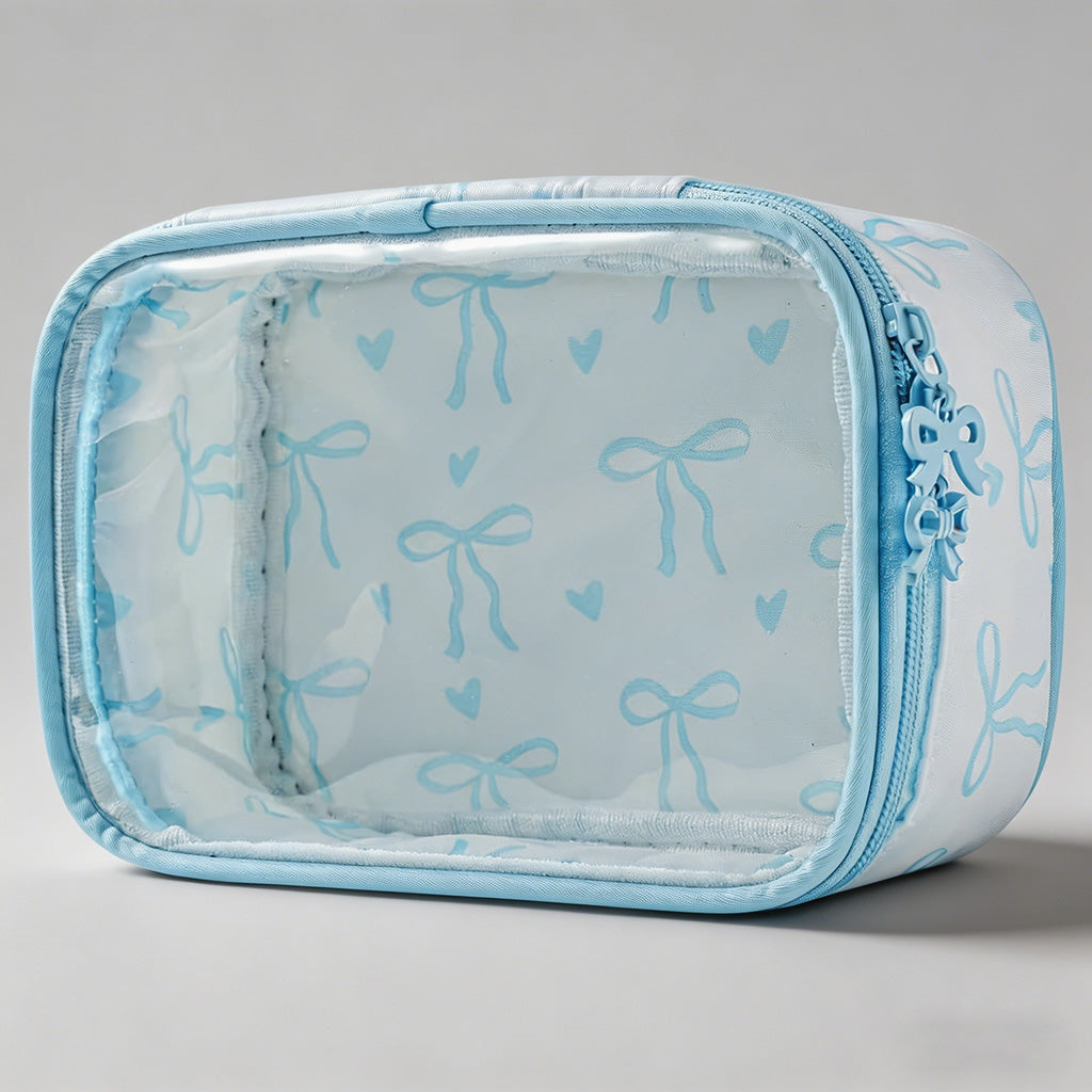 Bow Print Clear Top Cosmetic Bag