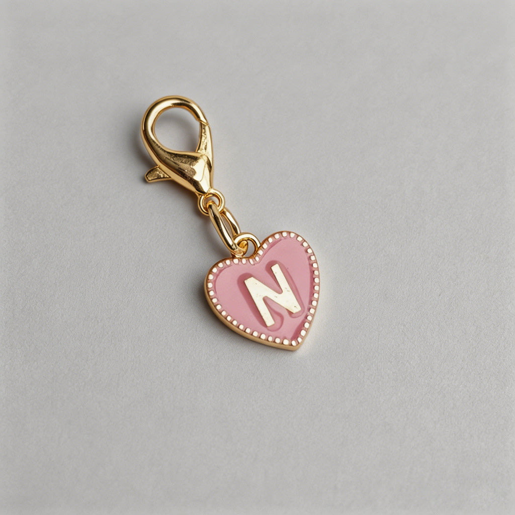 Heart Initial Keychain Charm - Shopdayla Wholesale - #6418