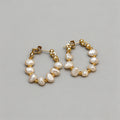 Dainty Pearl Hoop Earrings - Shopdayla Wholesale - #7442
