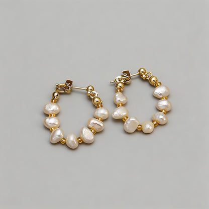 Dainty Pearl Hoop Earrings - Shopdayla Wholesale - #7442