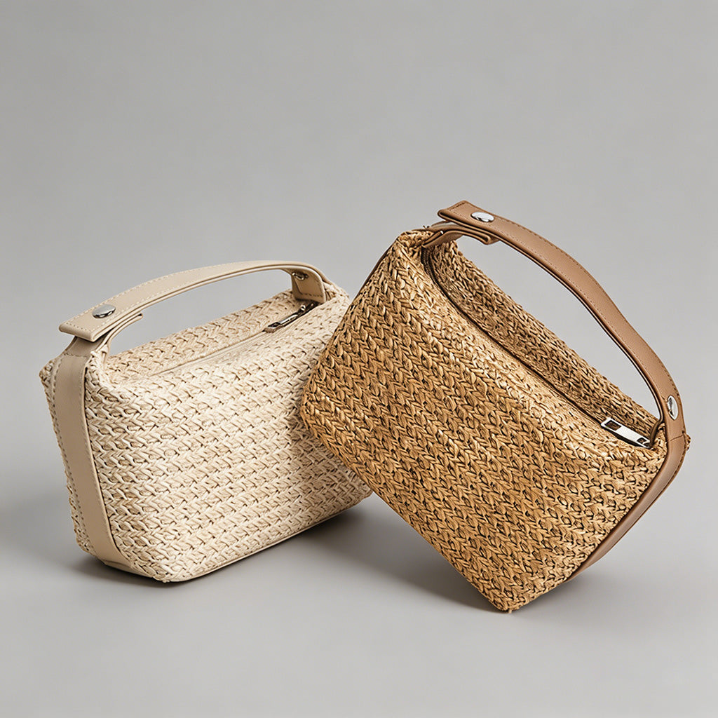 Vintage Straw Mini Top Handle Bag