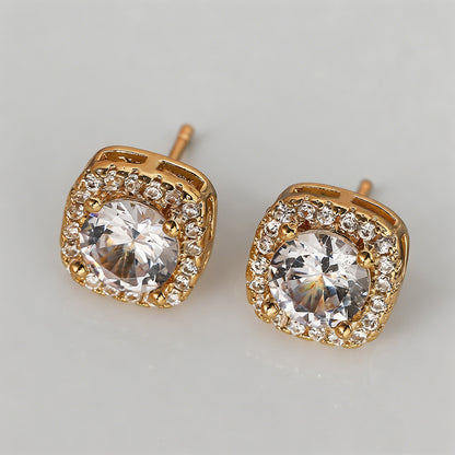 Halo Cushion Cut CZ Stud Earri - Shopdayla Wholesale - #1570