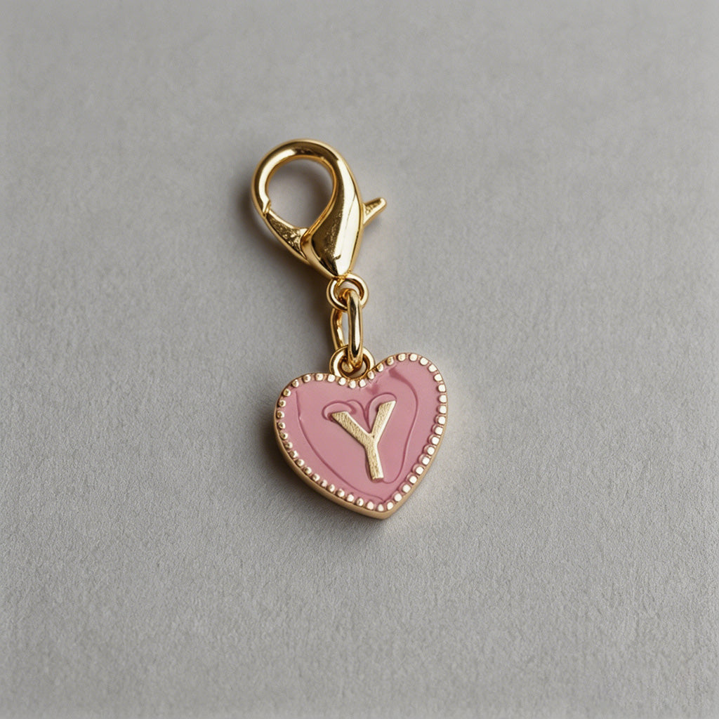 Heart Initial Keychain Charm - Shopdayla Wholesale - #6866