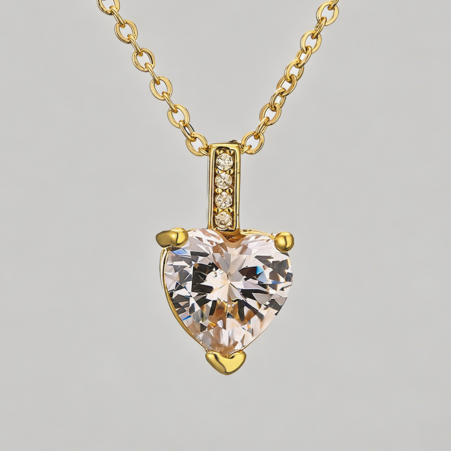 Heart-Shaped Multi-Color CZ Pe - Shopdayla Wholesale - #5330