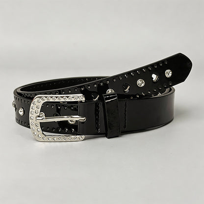 Rhinestone Heart PU Belt - Shopdayla Wholesale - #0546
