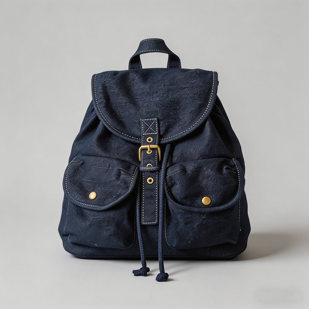 Washed Denim Drawstring Backpa - Shopdayla Wholesale - #5378