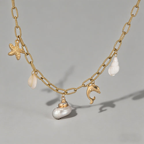 Baroque Pearl & Ocean Motif Ne - Shopdayla Wholesale - #7010