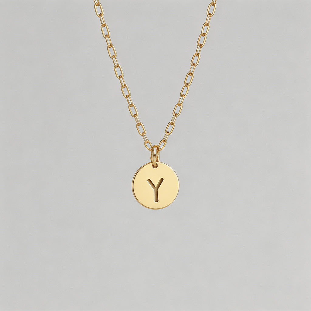 Letter Disc Pendant Necklace - Shopdayla Wholesale - #5522