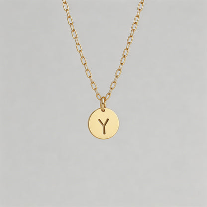 Letter Disc Pendant Necklace - Shopdayla Wholesale - #5522