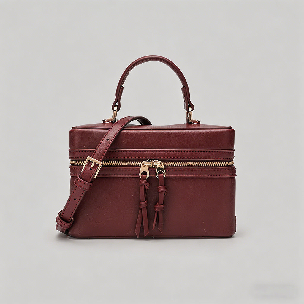 Canvas & Leather Boxy Crossbody Bag