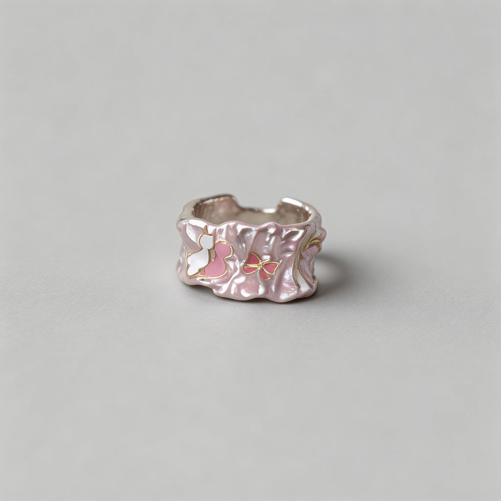 Pink Enamel Mother-of-Pearl He - Shopdayla Wholesale - #4082
